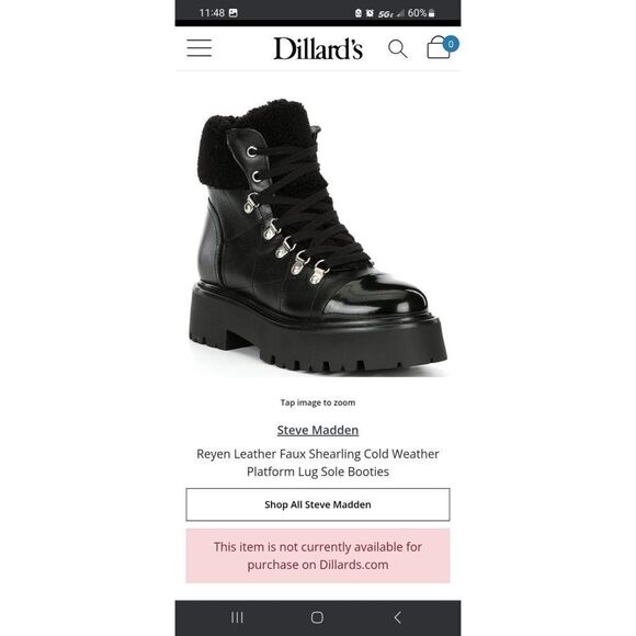 Steve Madden Reyen Leather Faux Shearling Lug Sole Platform Boot Size 6.5 9.5 - Picture 9 of 9